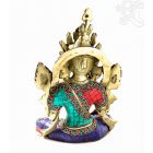 Zöld Tara réz szobor, kővel berakott - 24,5 cm