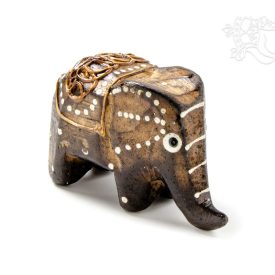 Festett mintás fa elefánt, kicsi - 5 cm