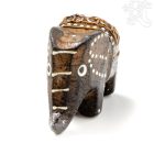 Festett mintás fa elefánt, kicsi - 5 cm