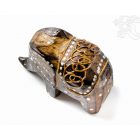 Festett mintás fa elefánt, kicsi - 5 cm