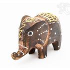 Festett mintás fa elefánt, kicsi - 5 cm
