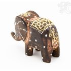 Festett mintás fa elefánt, kicsi - 5 cm