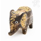 Festett mintás fa elefánt, kicsi - 5 cm