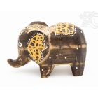 Festett mintás fa elefánt, kicsi - 5 cm