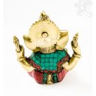 Ganesha réz szobor, kővel berakott - 14 cm