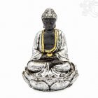 Amitabha Buddha lótuszon színes rezin szobor - 14 cm