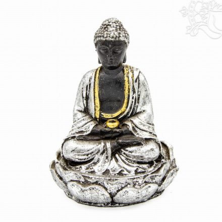 Amitabha Buddha lótuszon színes rezin szobor - 14 cm