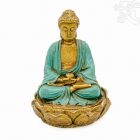 Amitabha Buddha lótuszon színes rezin szobor - 14 cm