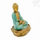 Amitabha Buddha lótuszon színes rezin szobor - 14 cm