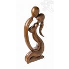 Csókolózó pár absztrakt fa szobor - 50 cm