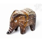 Festett mintás fa elefánt, közepes - 6 cm