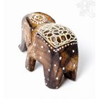 Festett mintás fa elefánt, közepes - 6 cm