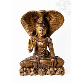 Shiva Kobrával fa faragott szobor - 50 cm