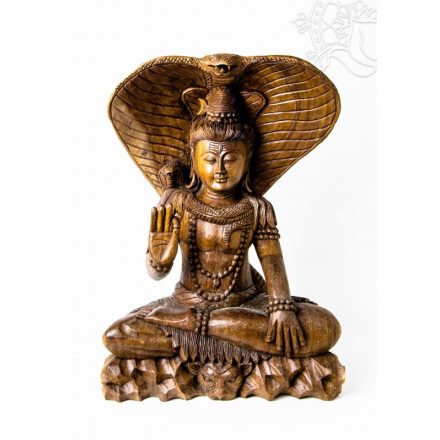 Shiva Kobrával fa faragott szobor - 50 cm