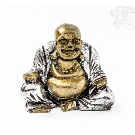 Nevető Buddha rezin szobor, csont színű - 7 cm