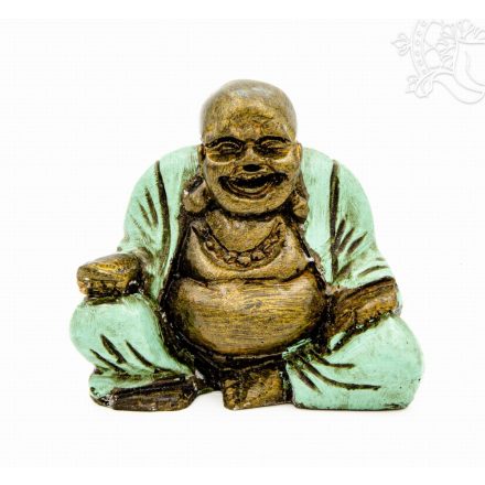 Nevető Buddha rezin szobor, csont színű - 7 cm