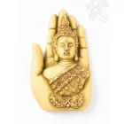 Buddha fej kézben, csont színű - 9 cm