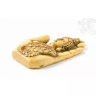 Buddha fej kézben, csont színű - 9 cm