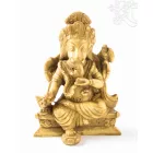 Ganesha trónon, csont színű rezin szobor - 11 cm