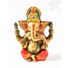 Ganesha kézzel festett rezin szobor - 12 cm