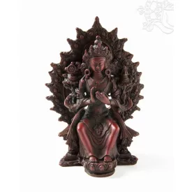 Maitreya Buddha szobor rezin vörös színű - 14 cm