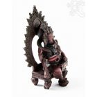 Ganesha trónon, vörös színű rezin szobor - 18 cm