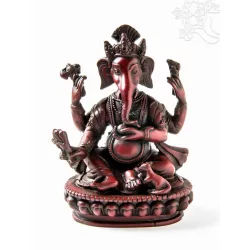 Ganesha, vörös színű rezin szobor - 16 cm