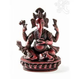 Ganesha, vörös színű rezin szobor - 16 cm