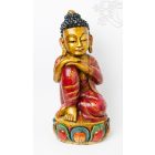 Gondolkodó Buddha fa faragott, festett szobor - 60 cm
