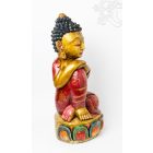 Gondolkodó Buddha fa faragott, festett szobor - 60 cm