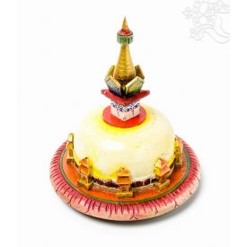 Festett fa sztúpa szobor - 18 cm