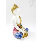 Shakyamuni Buddha réz szobor, fehér-arany és színes - 32 cm