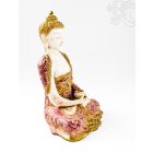 Amitabha Buddha réz szobor, fehér-arany és színes - 30cm