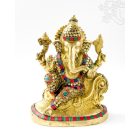 Ganesha réz szobor kővel berakott - 26 cm