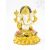 Ganesha lótuszon réz szobor, fehér-arany és színes - 15 cm