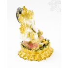 Ganesha lótuszon réz szobor, fehér-arany és színes - 15 cm