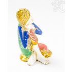 Gondolkodó Buddha, réz, fehér-arany és színes - 16 cm