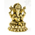 Ganesha lótuszon réz szobor, matt sárga - 15 cm