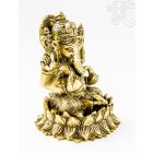 Ganesha lótuszon réz szobor, matt sárga - 15 cm