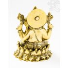 Ganesha lótuszon réz szobor, matt sárga - 15 cm
