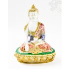Shakyamuni Buddha réz szobor, fehér-arany és színes - 25 cm