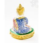 Shakyamuni Buddha réz szobor, fehér-arany és színes - 25 cm
