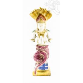   Patanjali (a jóga atyja) réz szobor, fehér-arany és színes - 25 cm