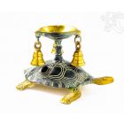 Teknős réz mécsestartó, arany és sötétzöld - 13 cm