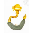 Ganesha absztrakt réz szobor, arany és sötétzöld - 20 cm