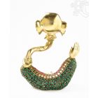 Ganesha absztrakt réz szobor, matt sárga, kővel berakott - 20 cm