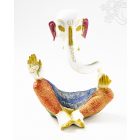 Ganesha absztrakt réz szobor, fehér-arany és színes - 20 cm