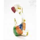 Ganesha absztrakt réz szobor, fehér-arany és színes - 20 cm