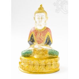 Amitabha Buddha réz szobor, fehér-arany és színes - 24cm