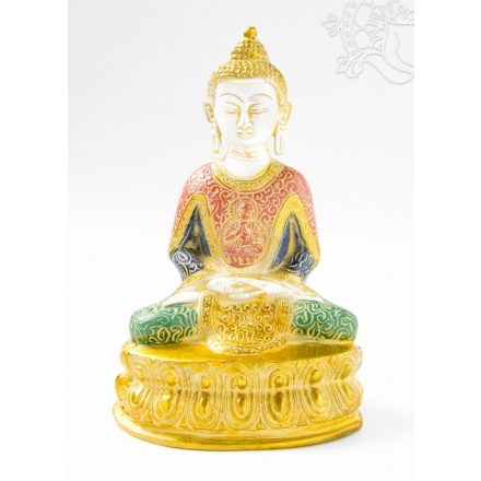 Amitabha Buddha szobor, fehér-arany és színes - 24cm